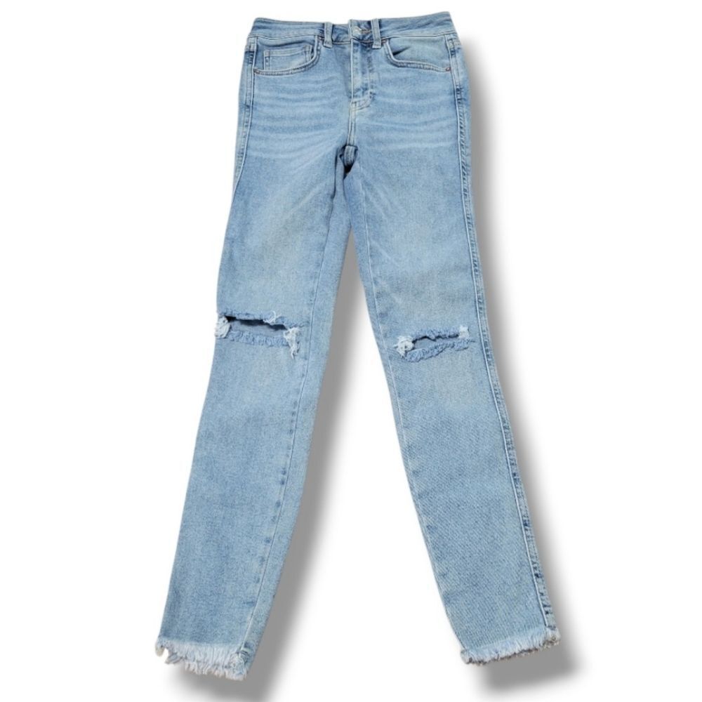 Free People Jeans Size 26 W24" x L27" Stretch Distressed Ankle Skinny Jeans Blue